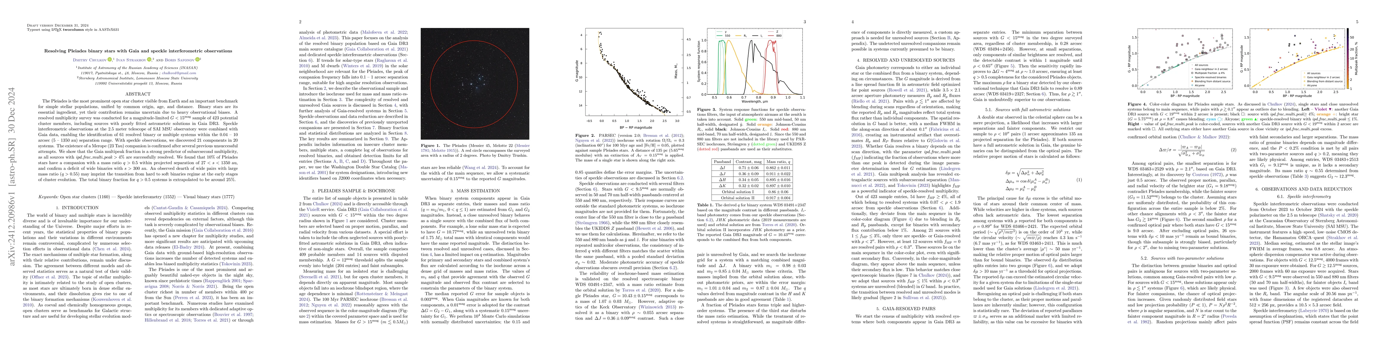 Thumbnail for Resolving Pleiades binary stars with Gaia and speckle interferometric
  observations