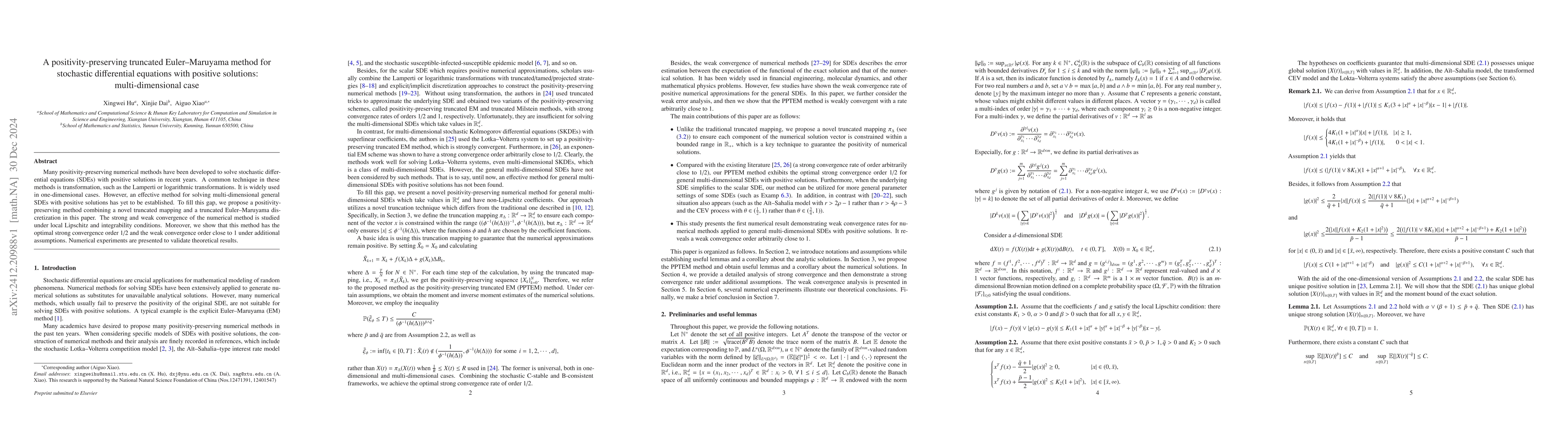 Thumbnail for A positivity-preserving truncated Euler--Maruyama method for stochastic
  differential equations with positive solutions: multi-dimensional case