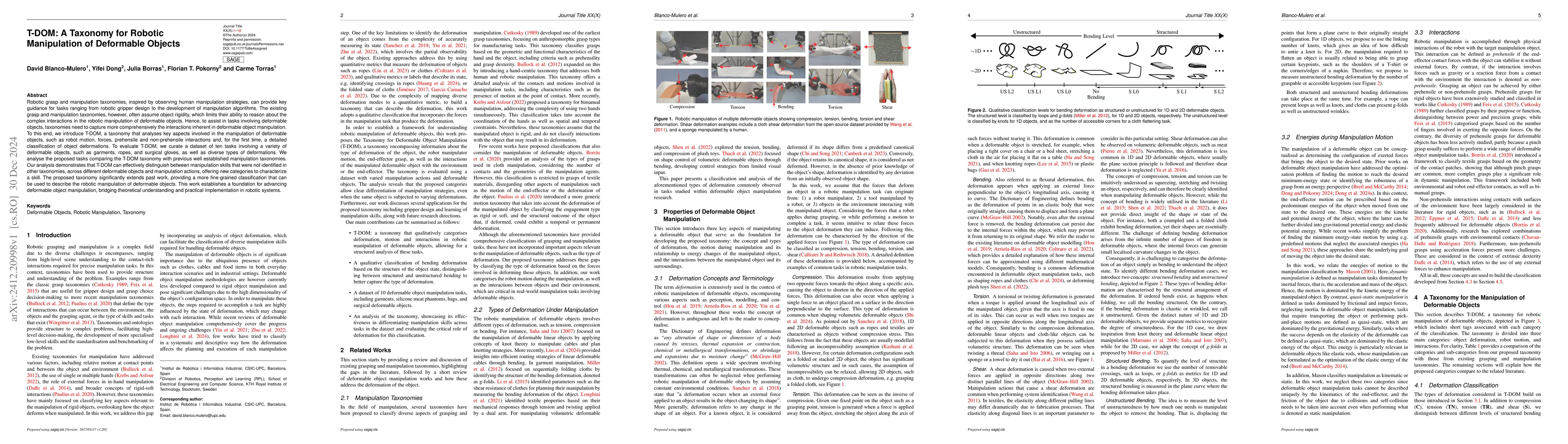 Thumbnail for T-DOM: A Taxonomy for Robotic Manipulation of Deformable Objects
