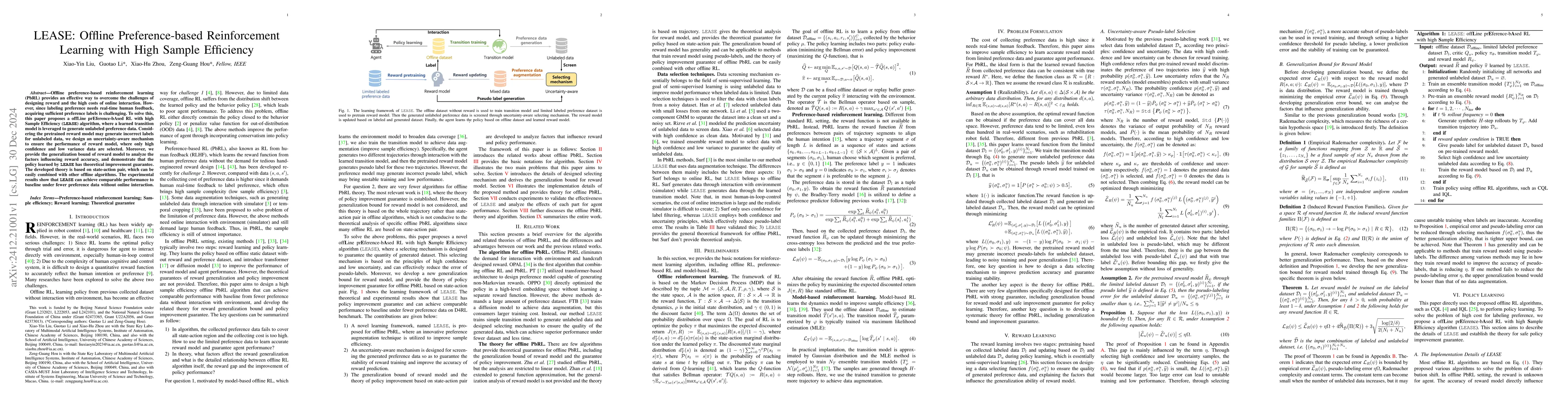 Thumbnail for LEASE: Offline Preference-based Reinforcement Learning with High Sample
  Efficiency