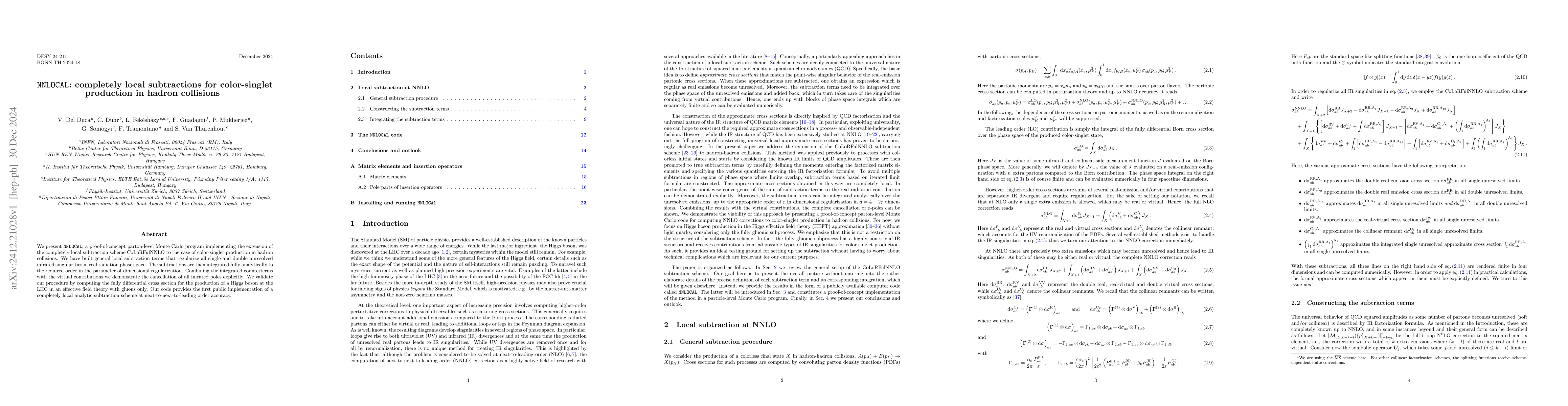 Thumbnail for NNLOCAL: completely local subtractions for color-singlet production in
  hadron collisions