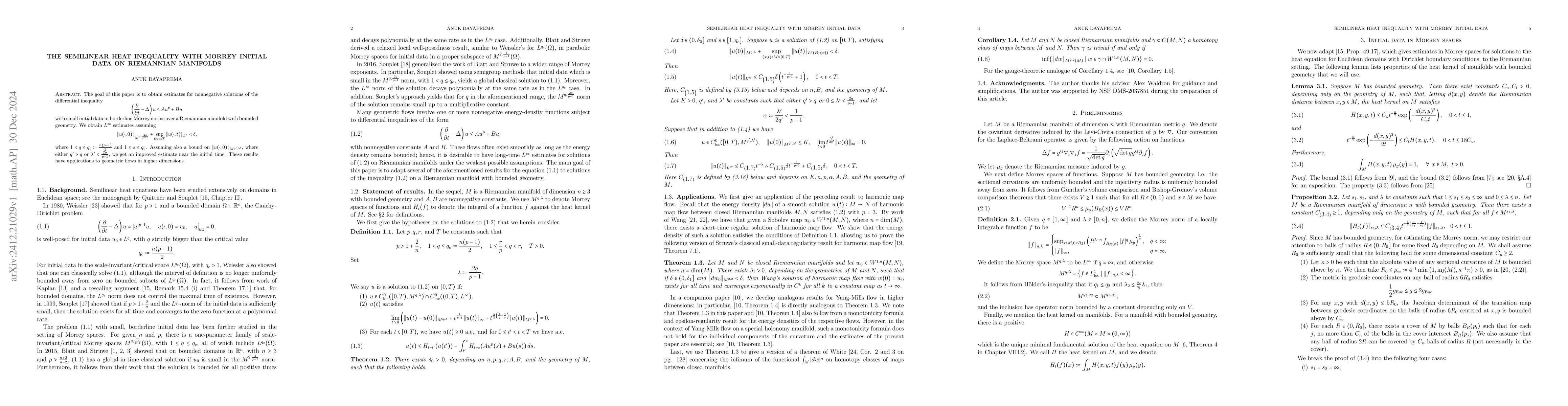 Thumbnail for The semilinear heat inequality with Morrey initial data on Riemannian
  manifolds