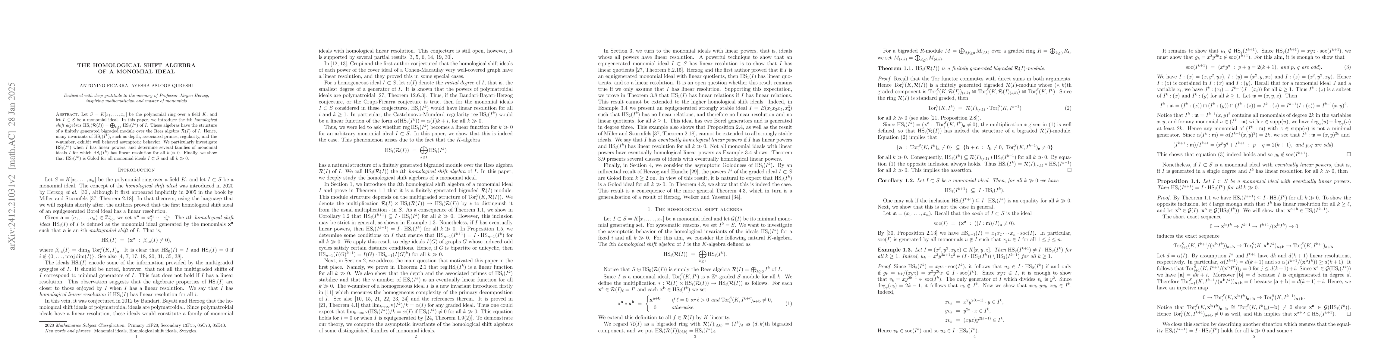 Thumbnail for The homological shift algebra of a monomial ideal