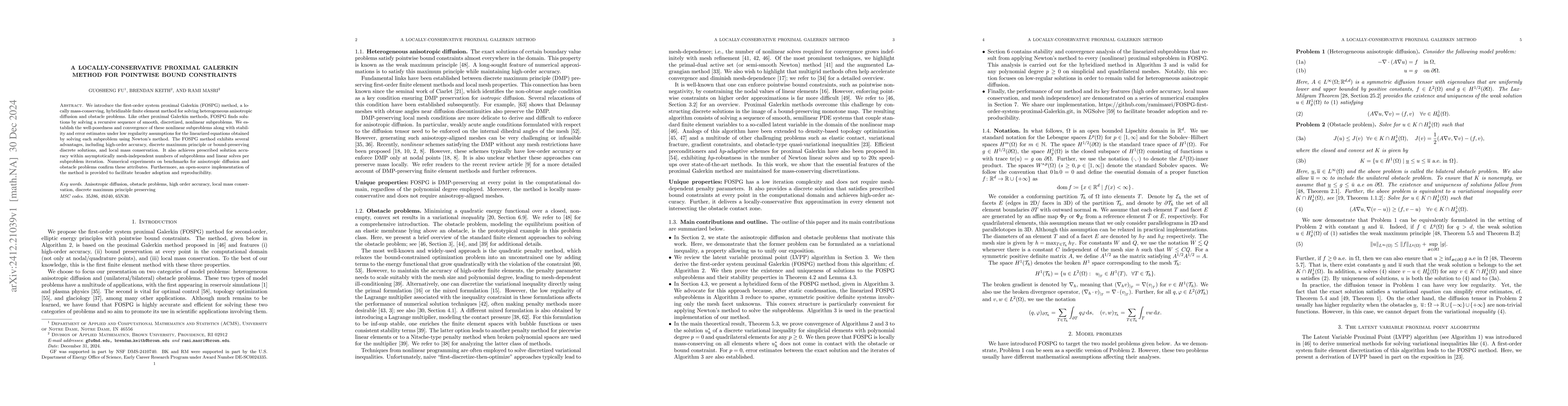 Thumbnail for A locally-conservative proximal Galerkin method for pointwise bound
  constraints