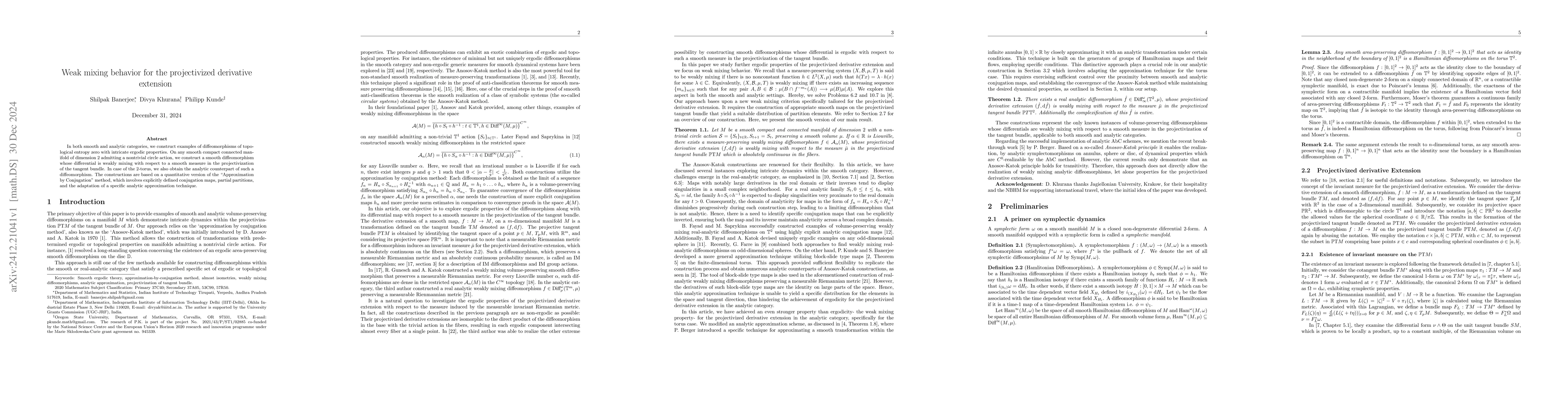 Thumbnail for Weak mixing behavior for the projectivized derivative extension