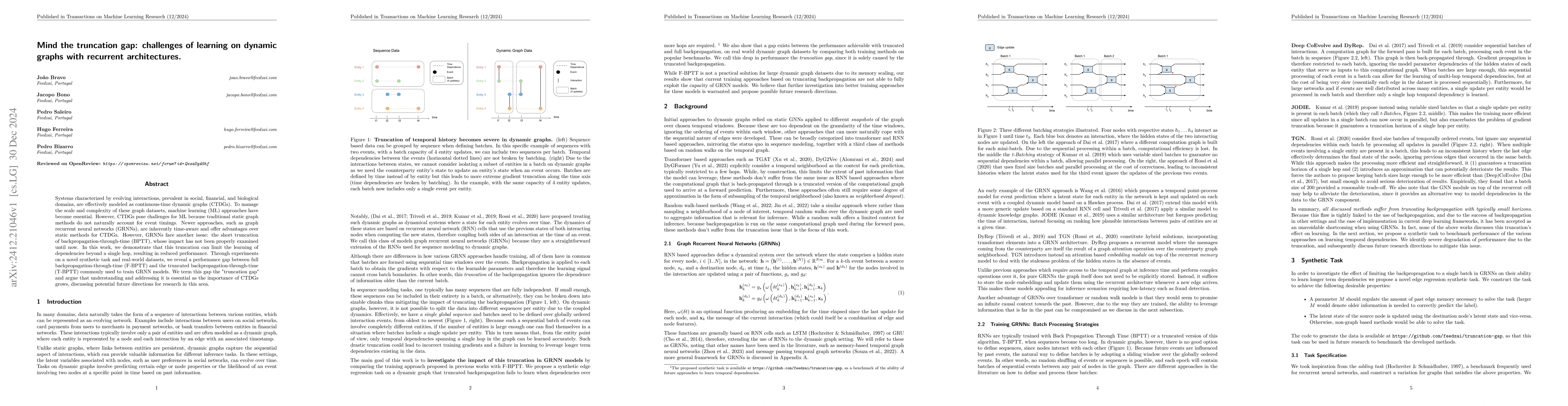 Thumbnail for Mind the truncation gap: challenges of learning on dynamic graphs with
  recurrent architectures