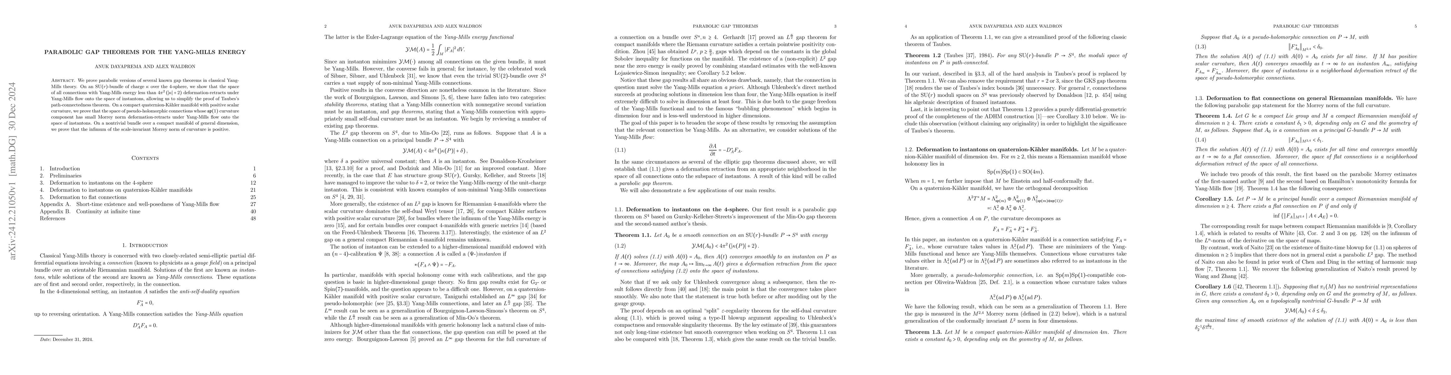 Thumbnail for Parabolic gap theorems for the Yang-Mills energy