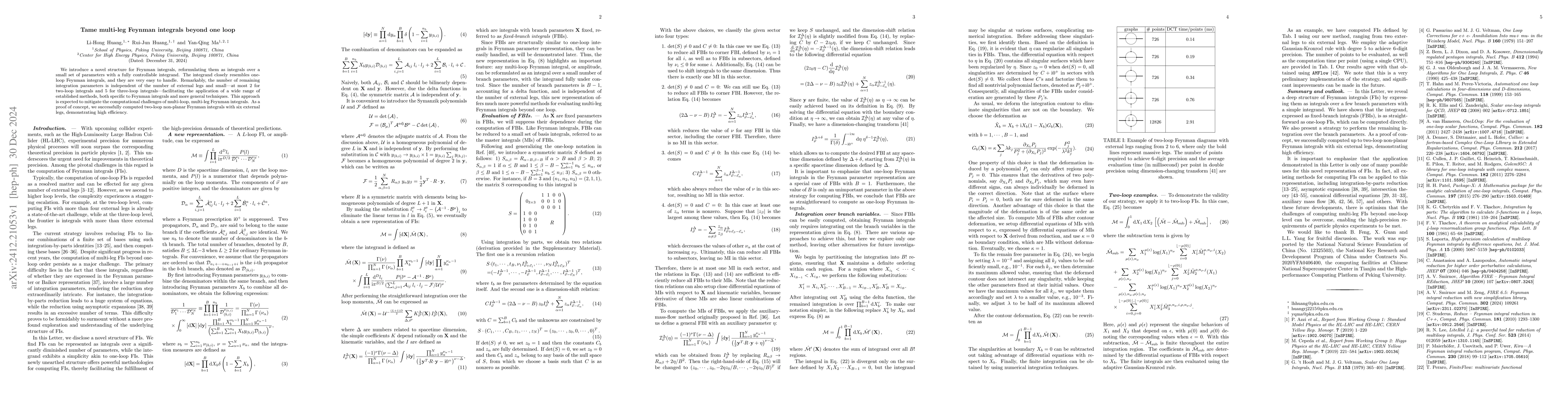 Thumbnail for Tame multi-leg Feynman integrals beyond one loop