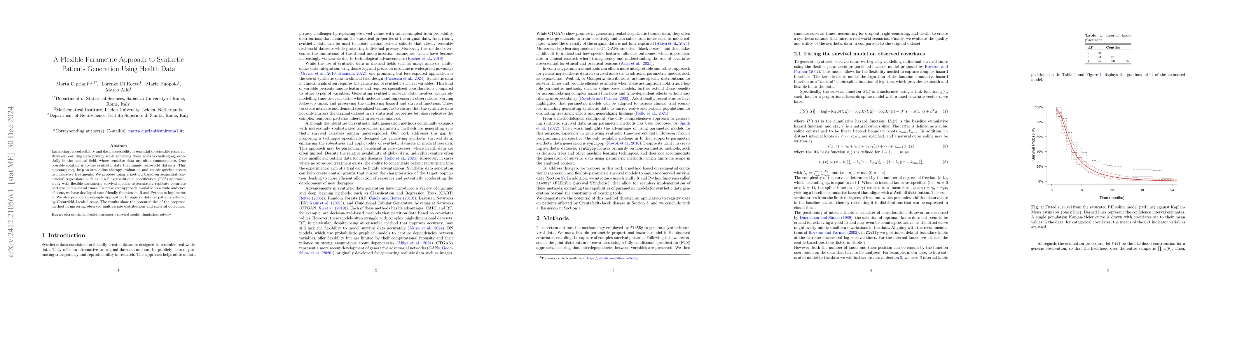 Thumbnail for A flexible parametric approach to synthetic patients generation using
  health data