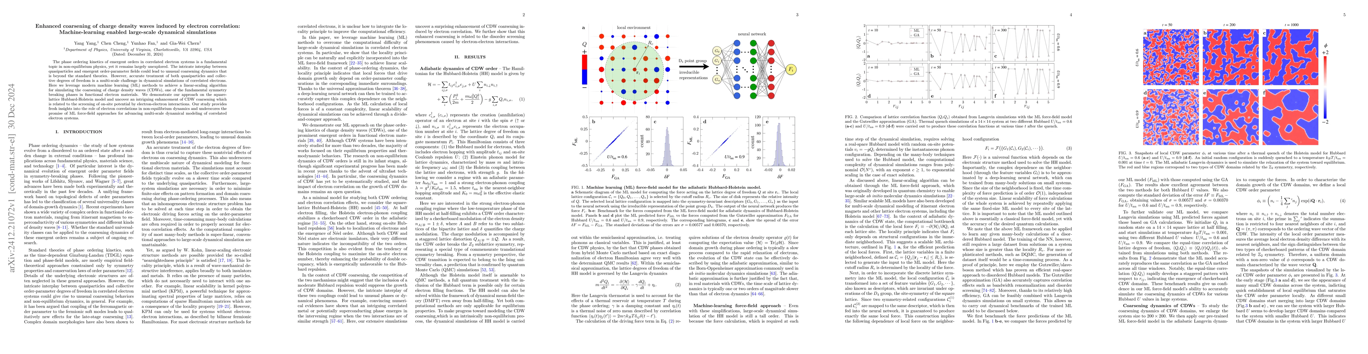 Thumbnail for Enhanced coarsening of charge density waves induced by electron
  correlation: Machine-learning enabled large-scale dynamical simulations