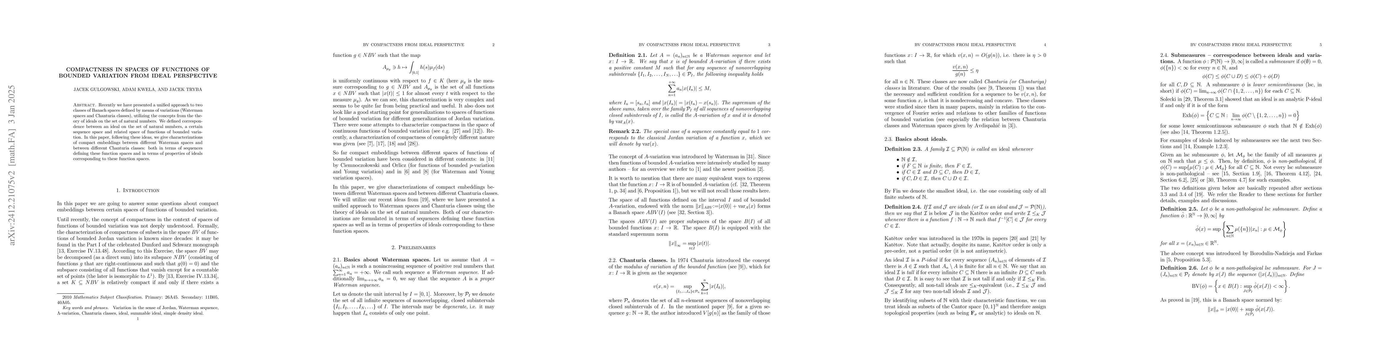 Thumbnail for Compactness in spaces of functions of bounded variation from ideal
  perspective