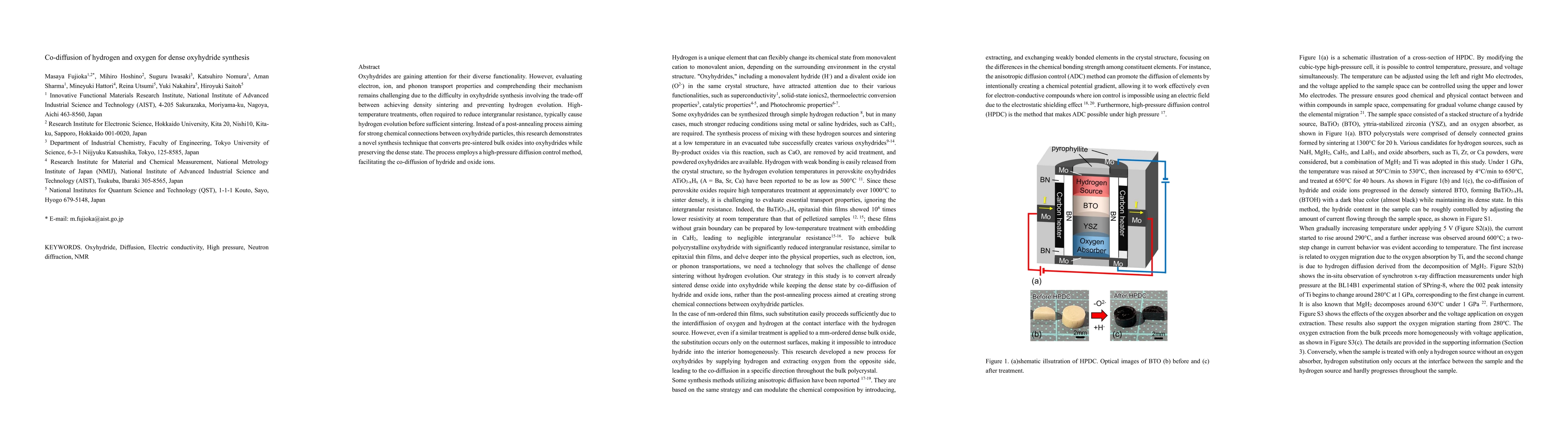 Thumbnail for Co-diffusion of hydrogen and oxygen for dense oxyhydride synthesis