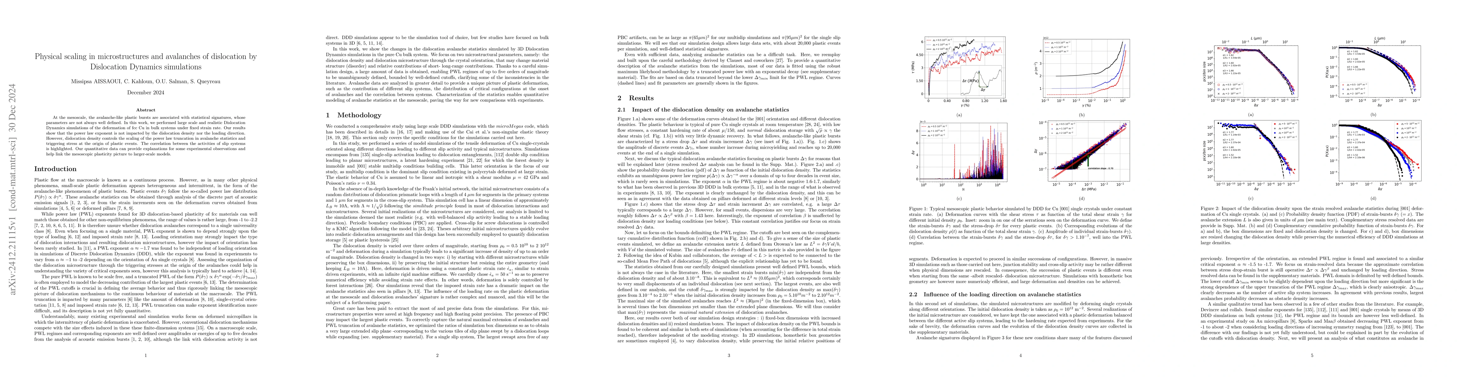 Thumbnail for Physical scaling in microstructures and avalanches of dislocation by
  Dislocation Dynamics simulations