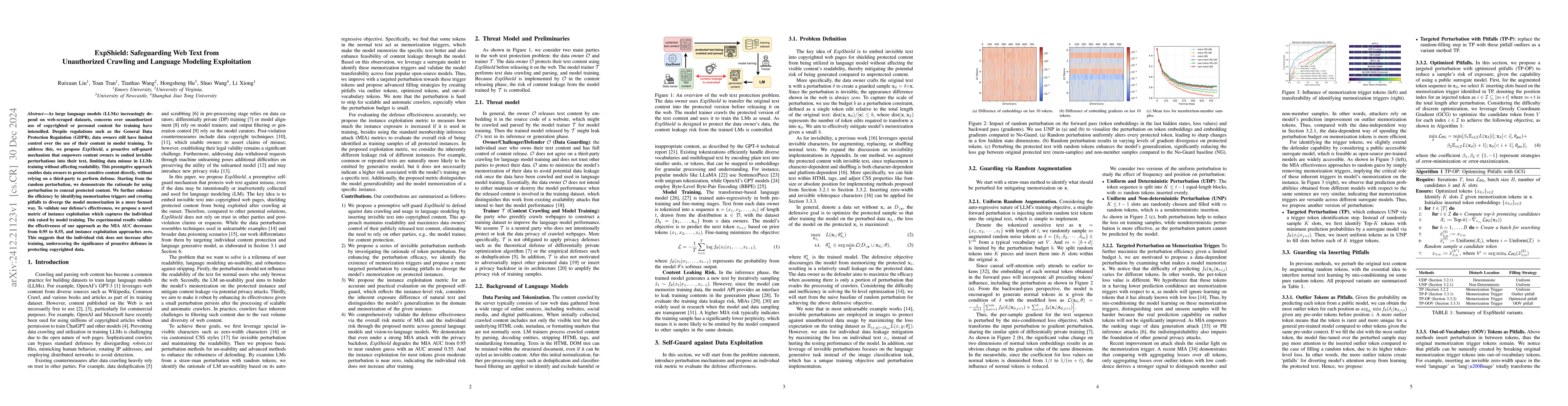 Thumbnail for ExpShield: Safeguarding Web Text from Unauthorized Crawling and Language
  Modeling Exploitation