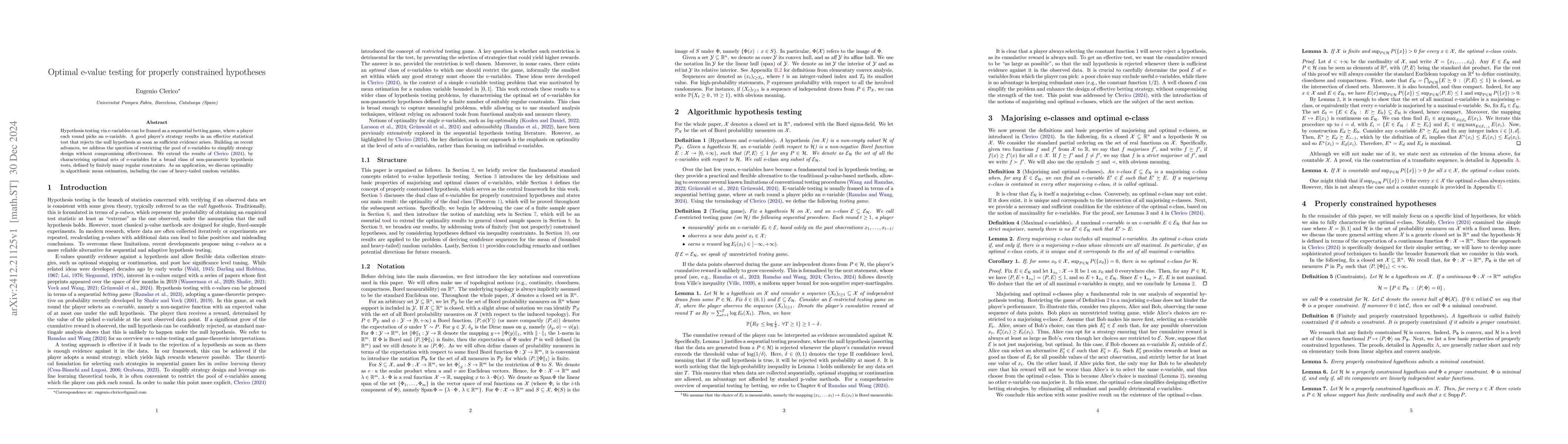 Thumbnail for Optimal e-value testing for properly constrained hypotheses