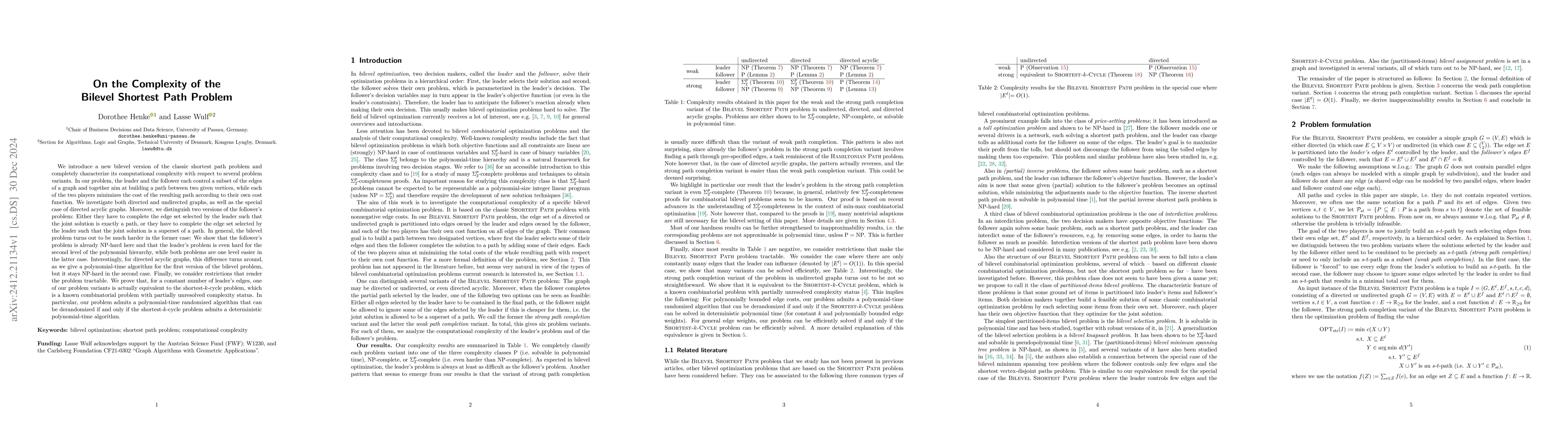 Thumbnail for On the Complexity of the Bilevel Shortest Path Problem