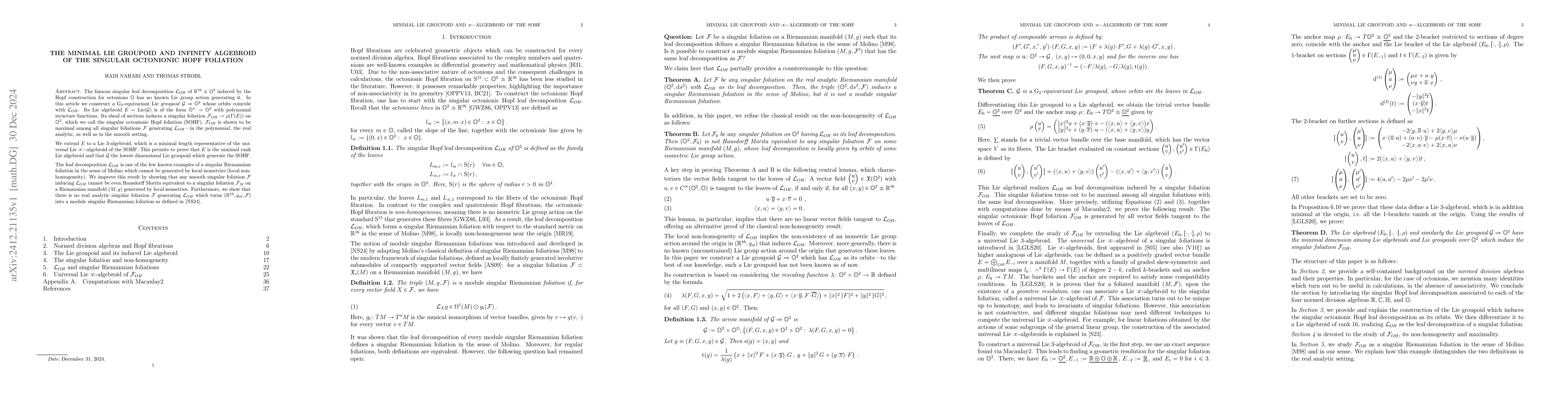 Thumbnail for The minimal Lie groupoid and infinity algebroid of the singular
  octonionic Hopf foliation