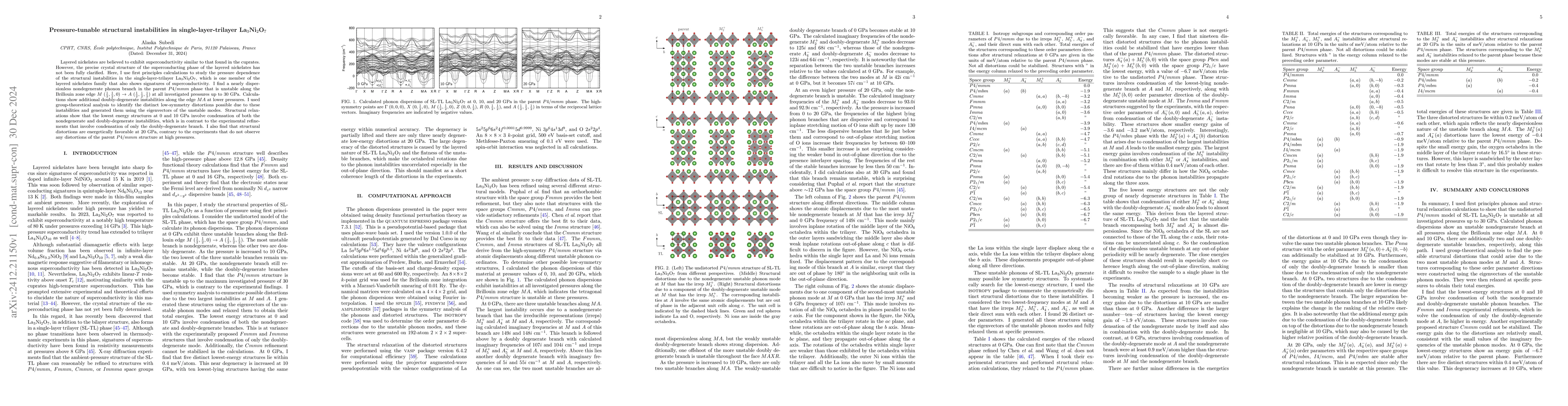 Thumbnail for Pressure-tunable structural instabilities in single-layer-trilayer
  La$_3$Ni$_2$O$_7$