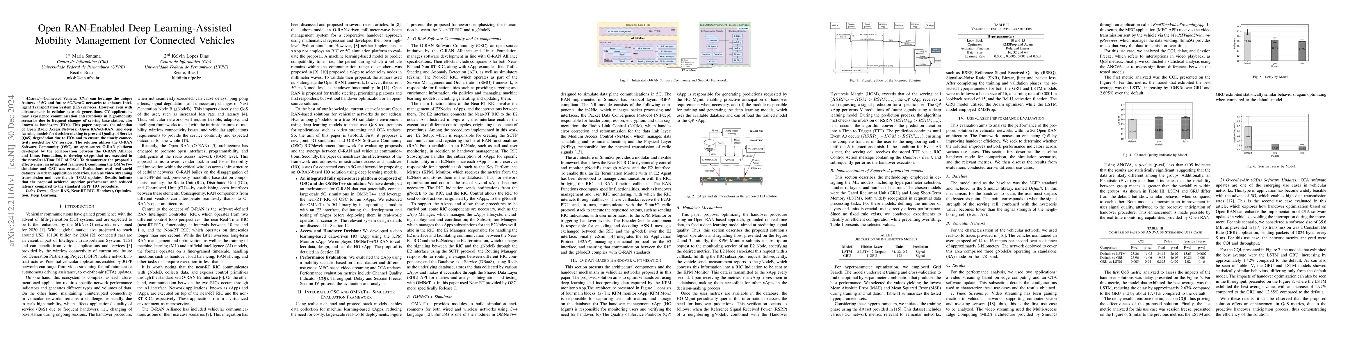 Thumbnail for Open RAN-Enabled Deep Learning-Assisted Mobility Management for
  Connected Vehicles