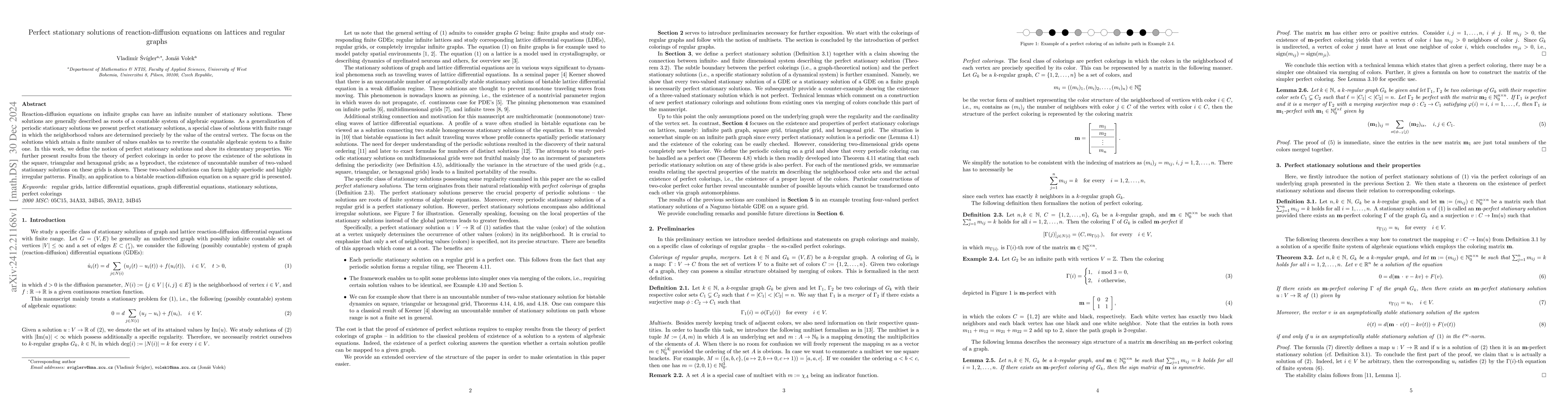 Thumbnail for Perfect stationary solutions of reaction-diffusion equations on lattices
  and regular graphs