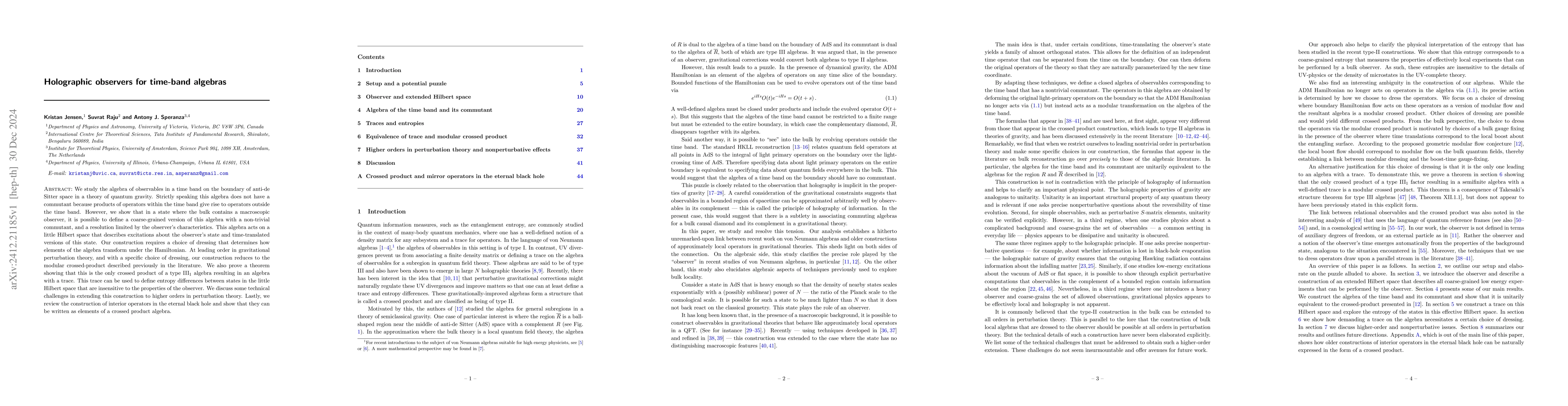 Thumbnail for Holographic observers for time-band algebras