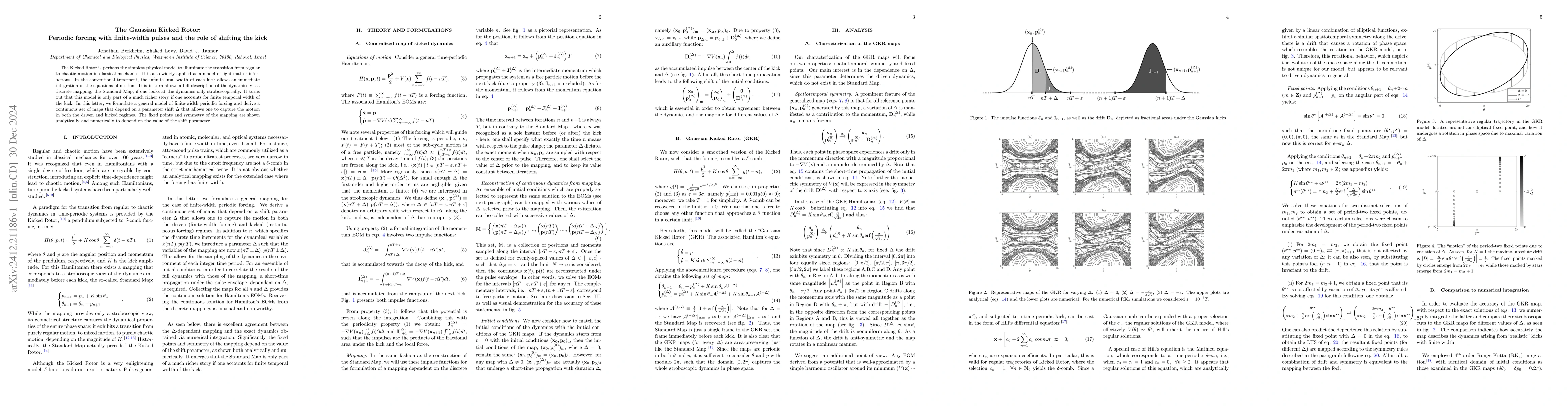 Thumbnail for The Gaussian Kicked Rotor: Periodic forcing with finite-width pulses and
  the role of shifting the kick