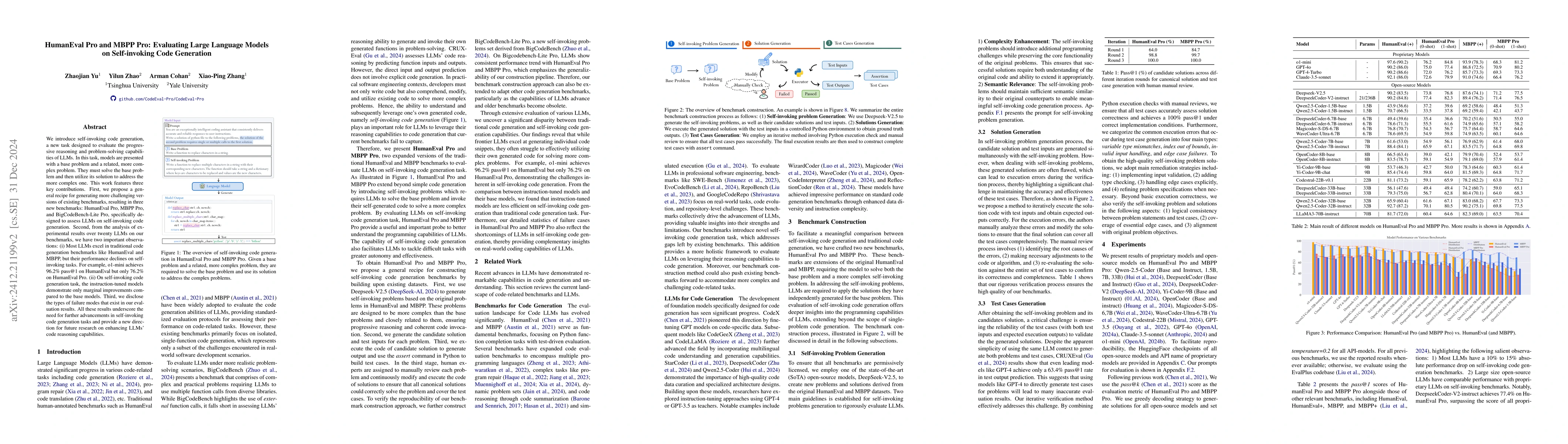 Thumbnail for HumanEval Pro and MBPP Pro: Evaluating Large Language Models on
  Self-invoking Code Generation