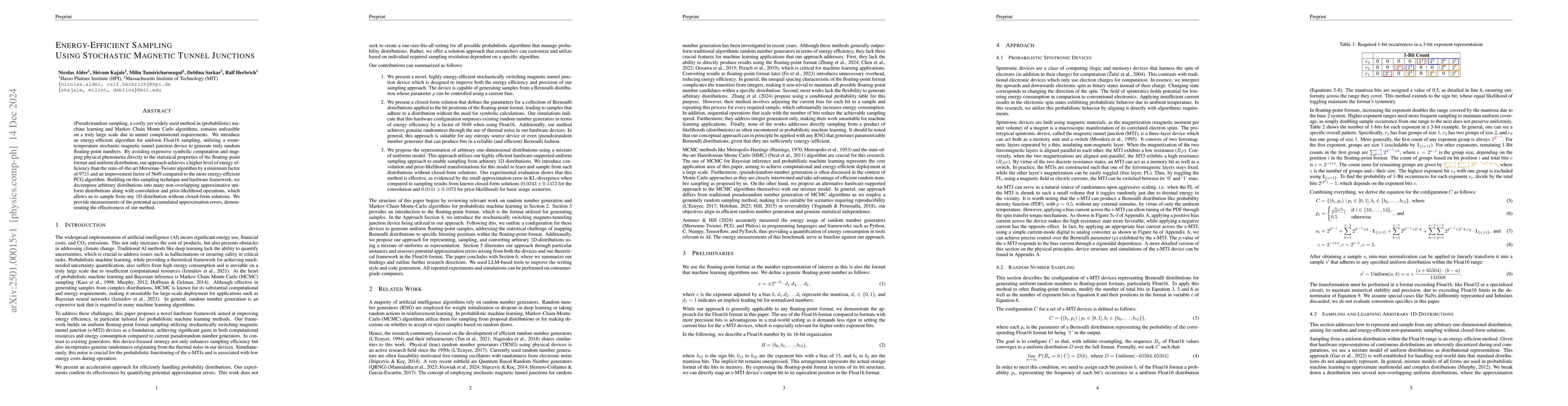 Thumbnail for Energy-Efficient Sampling Using Stochastic Magnetic Tunnel Junctions