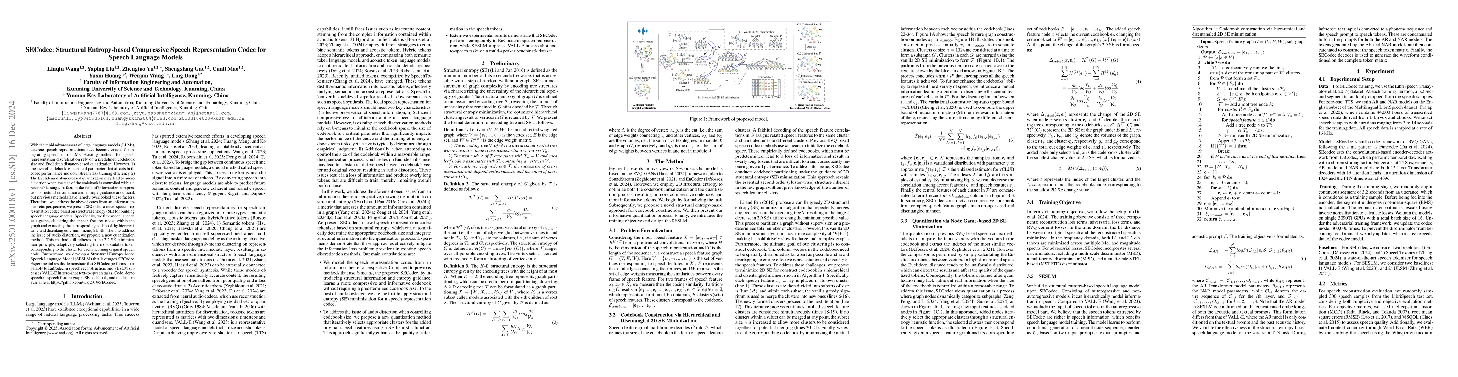 Thumbnail for SECodec: Structural Entropy-based Compressive Speech Representation
  Codec for Speech Language Models