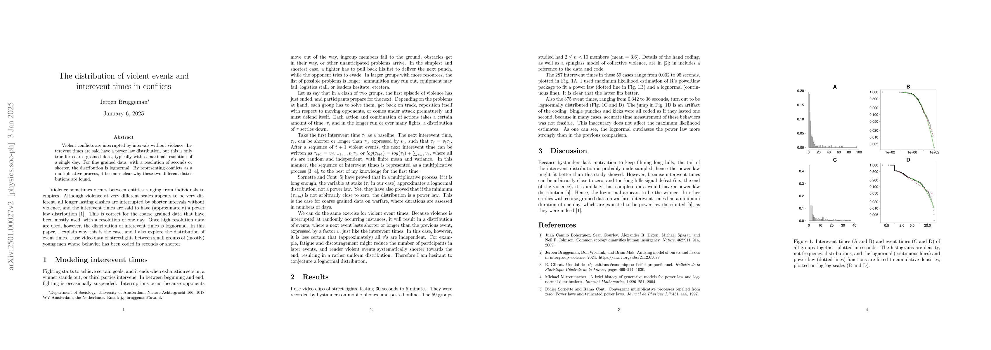 Thumbnail for The distribution of violent events and interevent times in conflicts