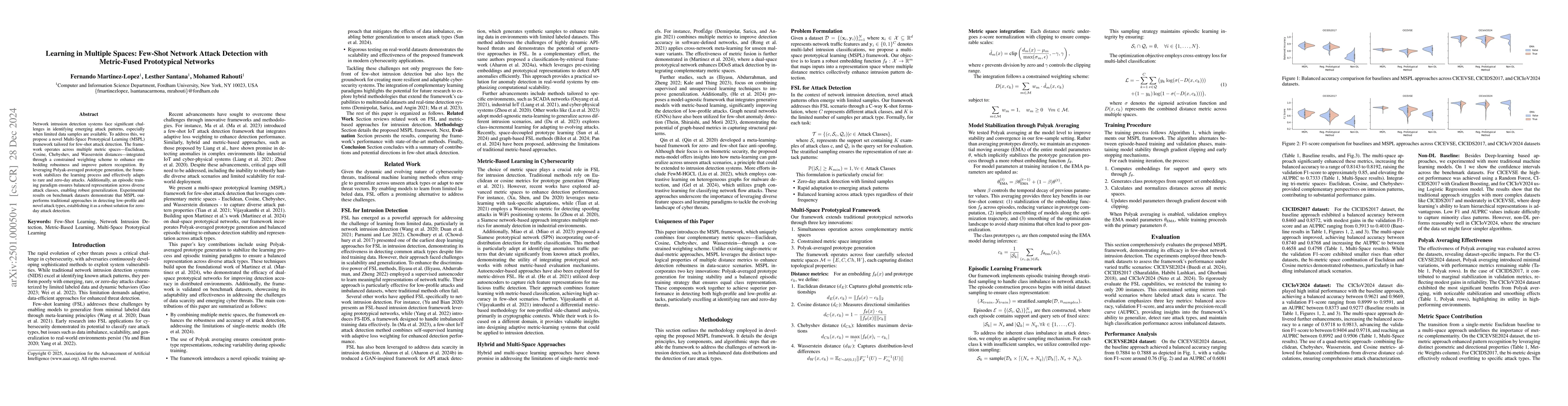 Thumbnail for Learning in Multiple Spaces: Few-Shot Network Attack Detection with
  Metric-Fused Prototypical Networks