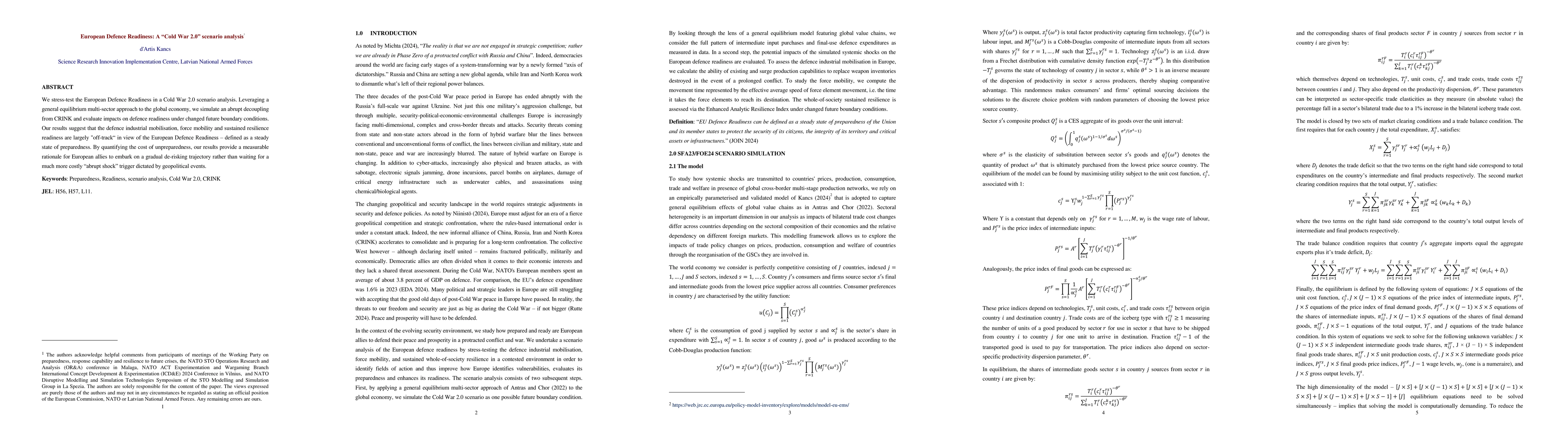Thumbnail for European Defence Readiness: A Cold War 2.0 scenario analysis