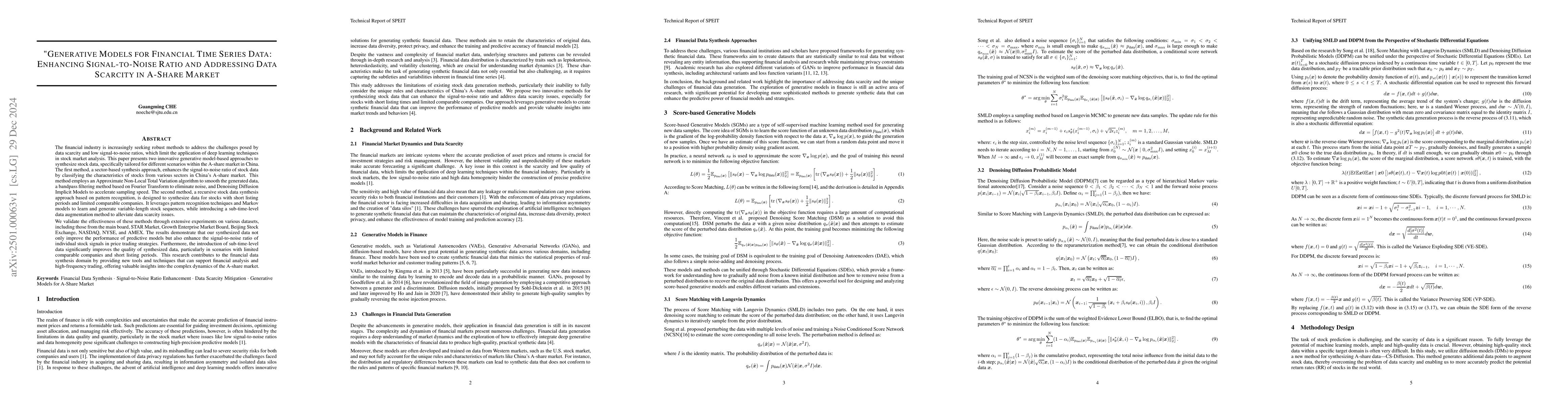Thumbnail for "Generative Models for Financial Time Series Data: Enhancing
  Signal-to-Noise Ratio and Addressing Data Scarcity in A-Share Market