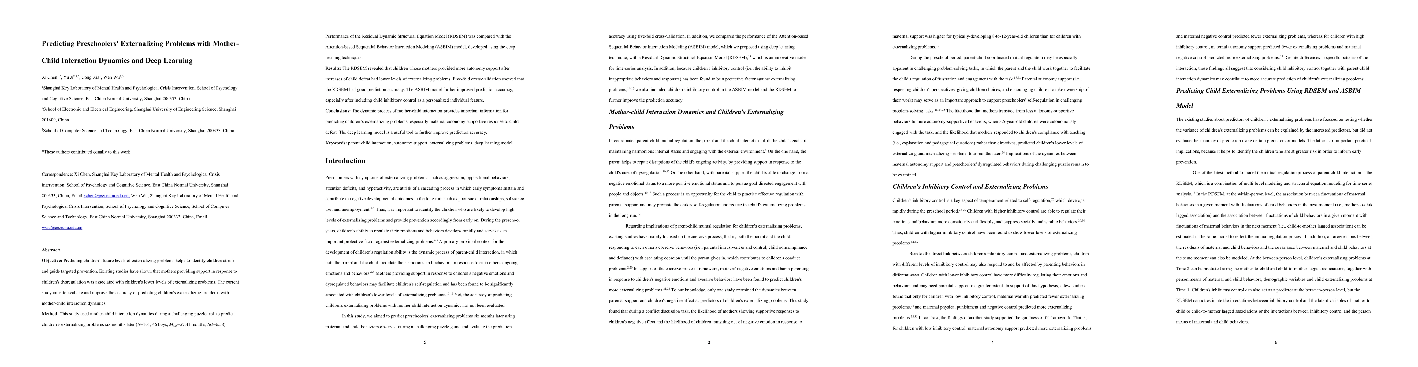 Thumbnail for Predicting Preschoolers' Externalizing Problems with Mother-Child
  Interaction Dynamics and Deep Learning