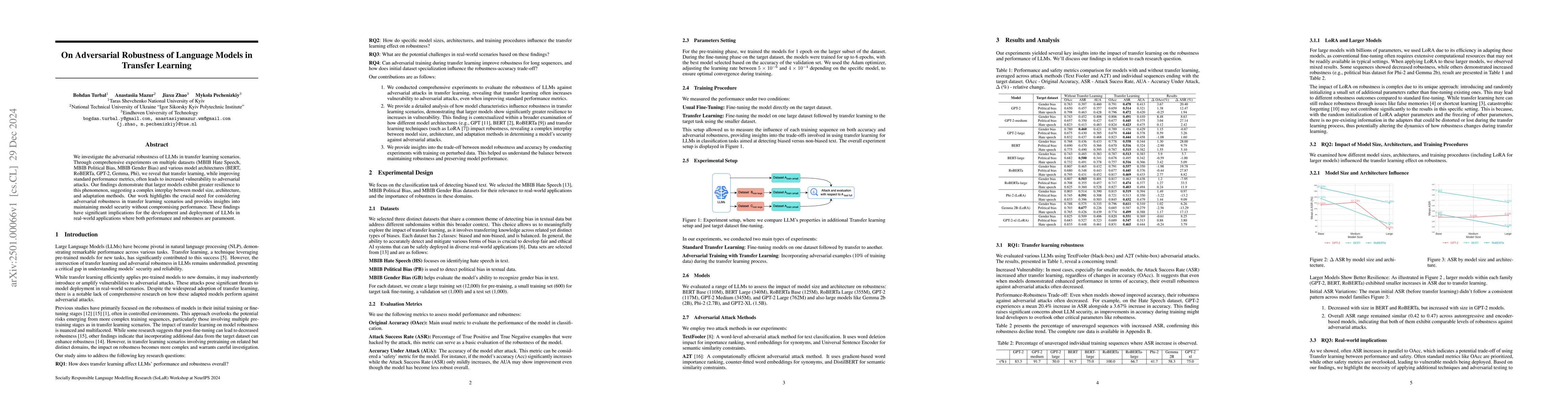 Thumbnail for On Adversarial Robustness of Language Models in Transfer Learning