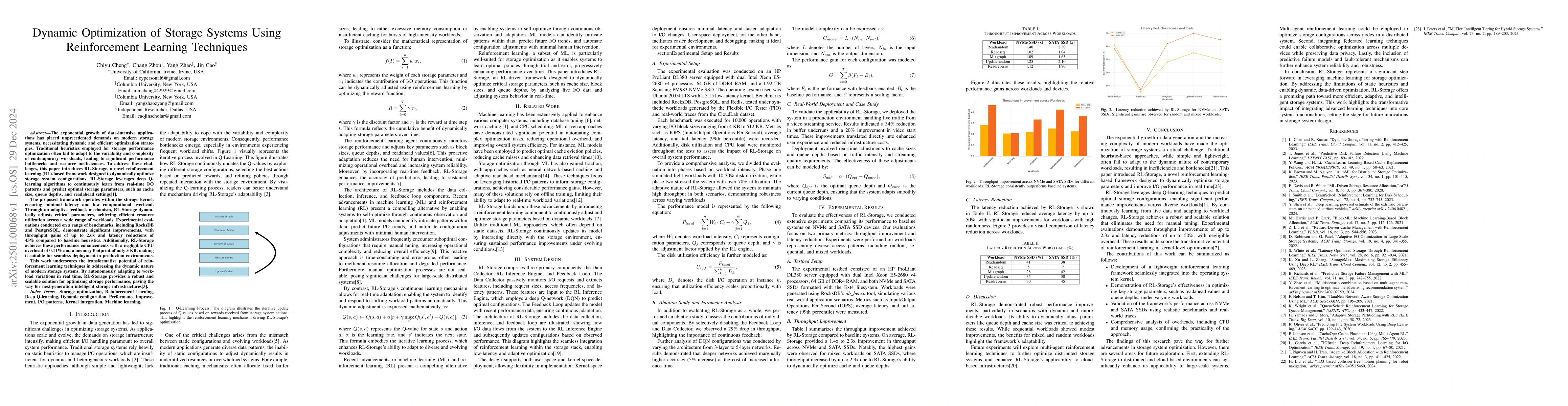 Thumbnail for Dynamic Optimization of Storage Systems Using Reinforcement Learning
  Techniques