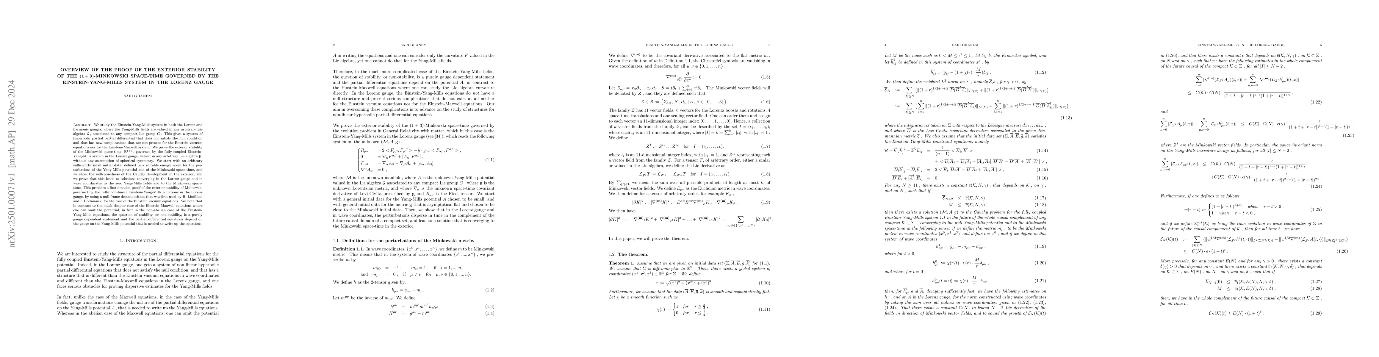 Thumbnail for Overview of the proof of the exterior stability of the $(1+3)$-Minkowski
  space-time governed by the Einstein-Yang-Mills system in the Lorenz gauge