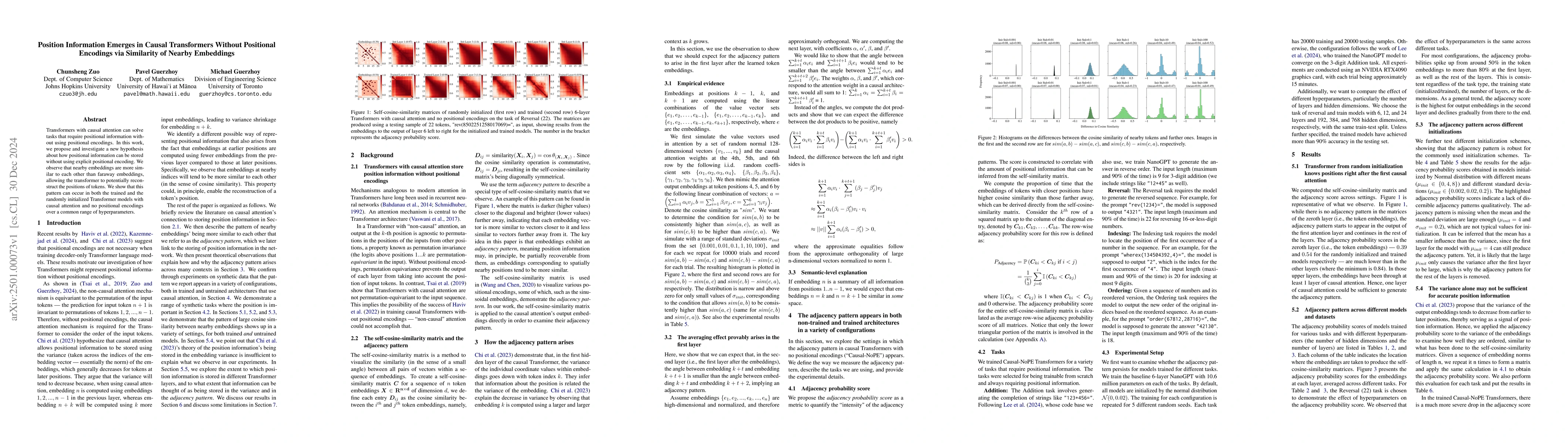 Thumbnail for Position Information Emerges in Causal Transformers Without Positional
  Encodings via Similarity of Nearby Embeddings