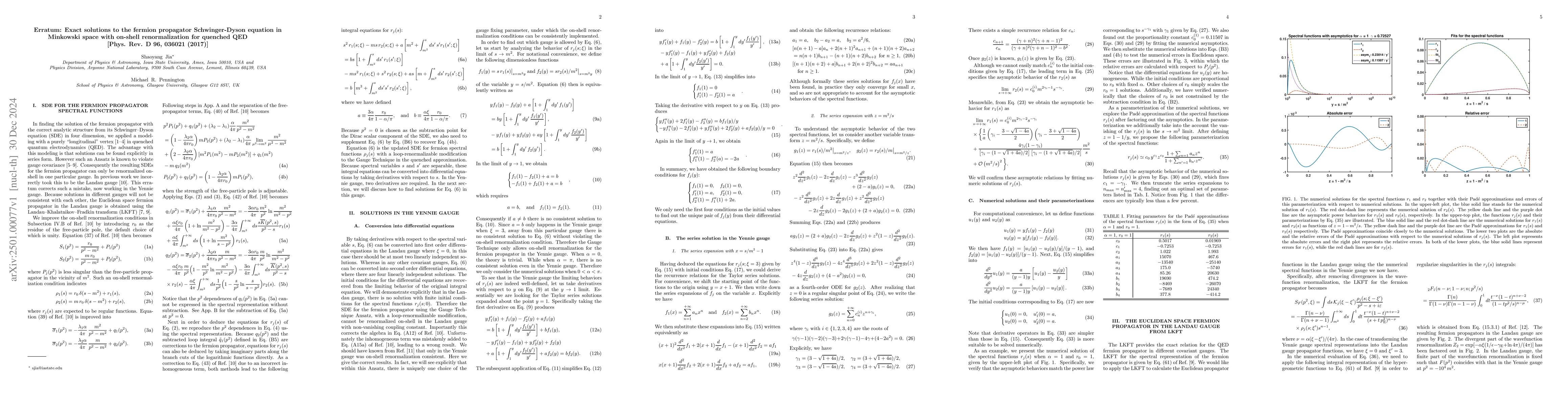 Thumbnail for Erratum: Exact solutions to the fermion propagator Schwinger-Dyson
  equation in Minkowski space with on-shell renormalization for quenched QED
  \newline [Phys. Rev. D 96, 036021 (2017)]