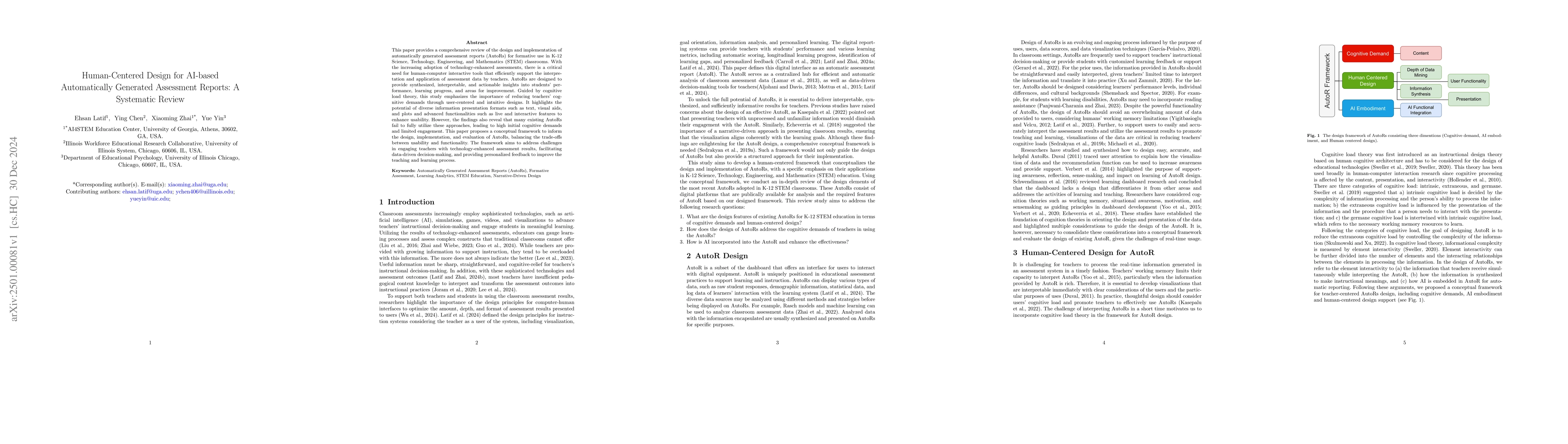 Thumbnail for Human-Centered Design for AI-based Automatically Generated Assessment
  Reports: A Systematic Review