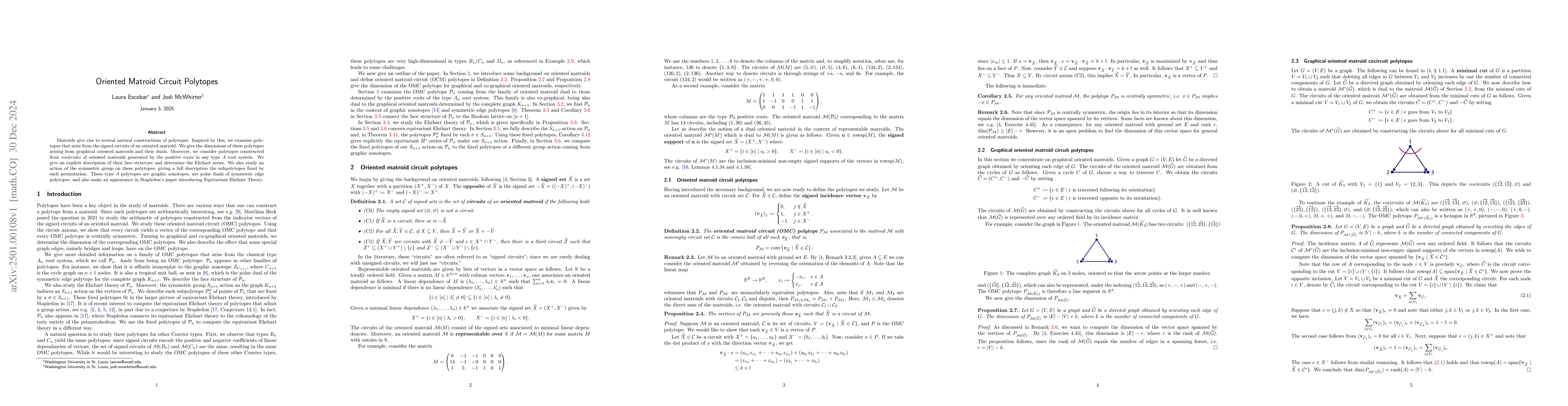 Thumbnail for Oriented Matroid Circuit Polytopes