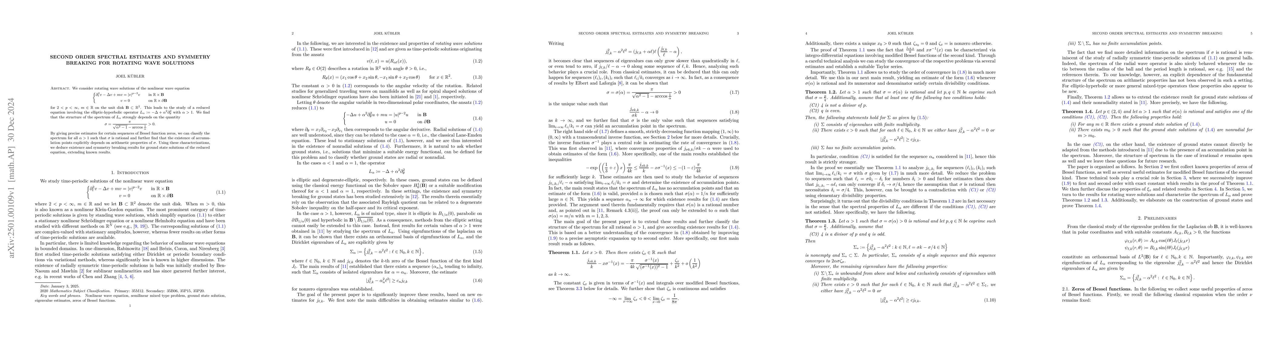 Thumbnail for Second Order Spectral Estimates and Symmetry Breaking for Rotating Wave
  Solutions