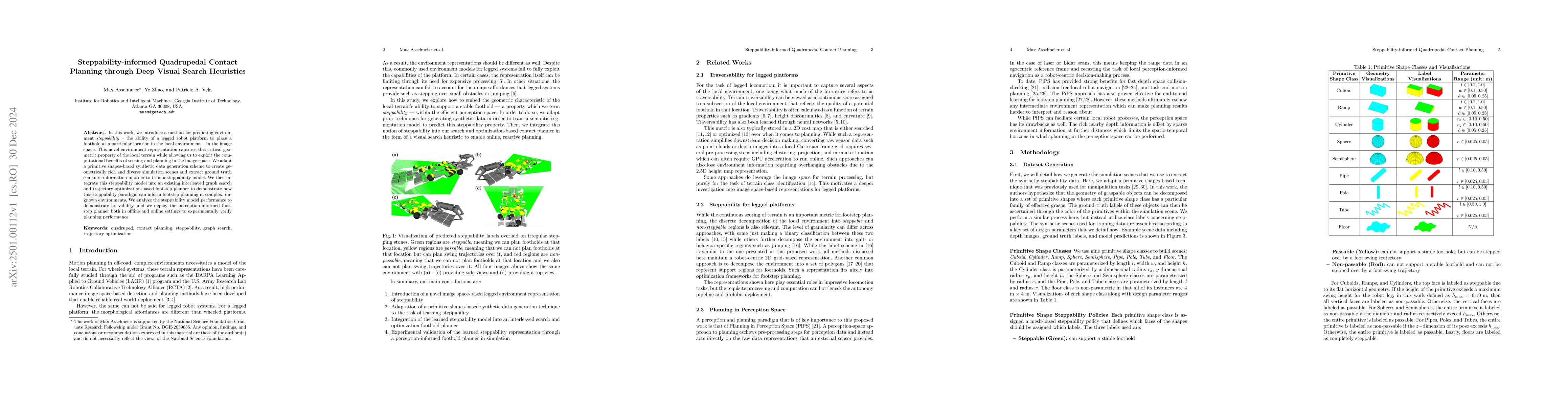 Thumbnail for Steppability-informed Quadrupedal Contact Planning through Deep Visual
  Search Heuristics