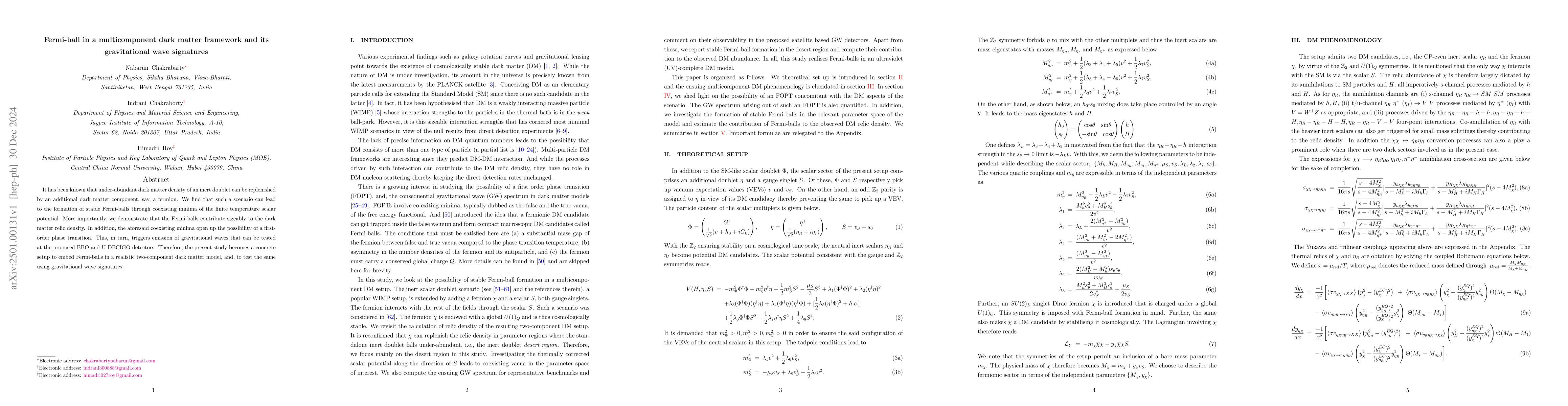 Thumbnail for Fermi-ball in a multicomponent dark matter framework and its
  gravitational wave signatures