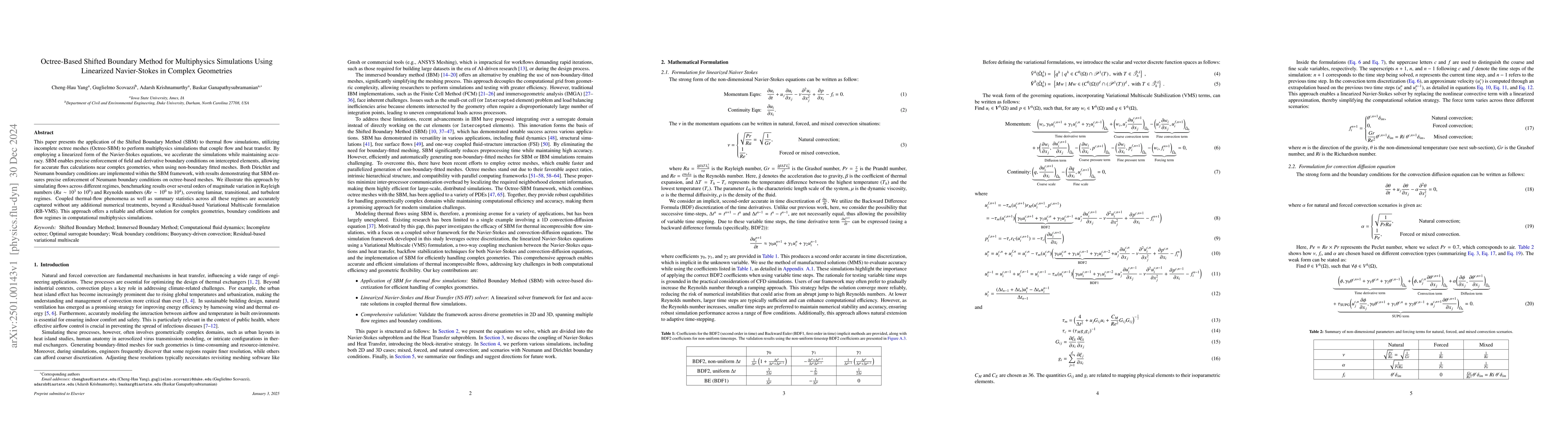 Thumbnail for Octree-Based Shifted Boundary Method for Multiphysics Simulations Using
  Linearized Navier-Stokes in Complex Geometries