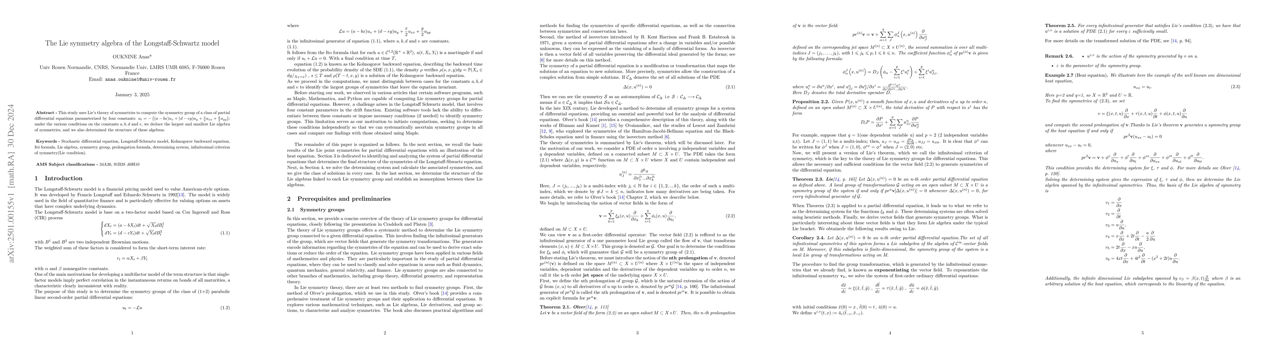 Thumbnail for The Lie symmetry algebra of the Longstaff-Schwartz model