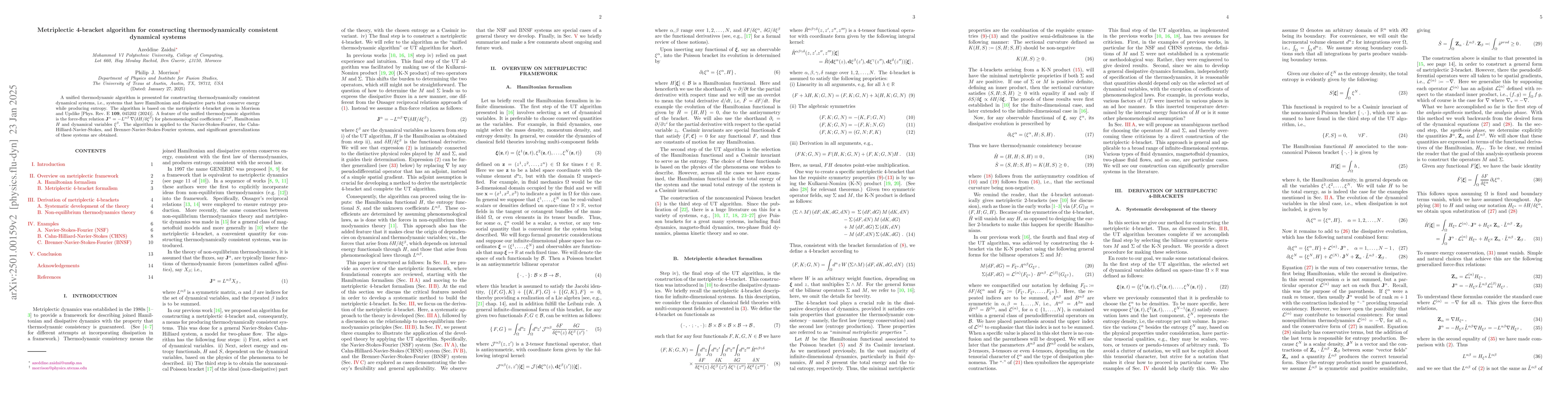 Thumbnail for Metriplectic 4-bracket algorithm for constructing thermodynamically
  consistent dynamical systems