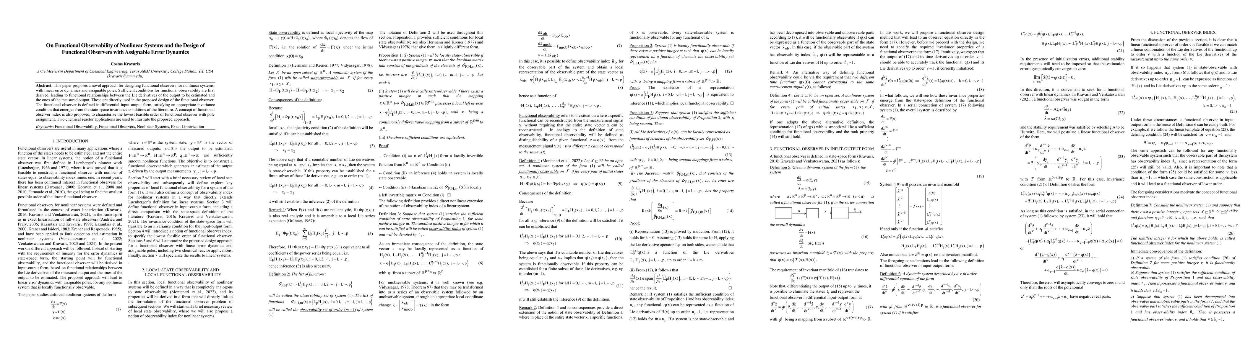 Thumbnail for On Functional Observability of Nonlinear Systems and the Design of
  Functional Observers with Assignable Error Dynamics