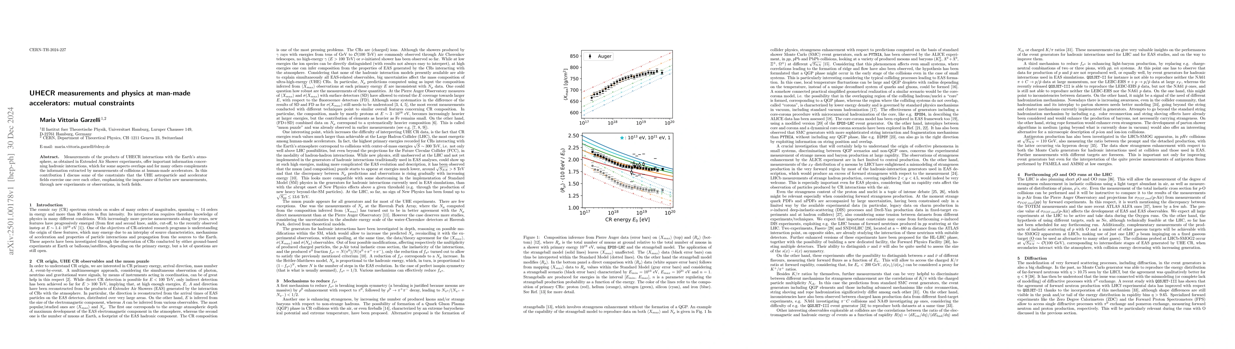 Thumbnail for UHECR measurements and physics at man-made accelerators: mutual
  constraints