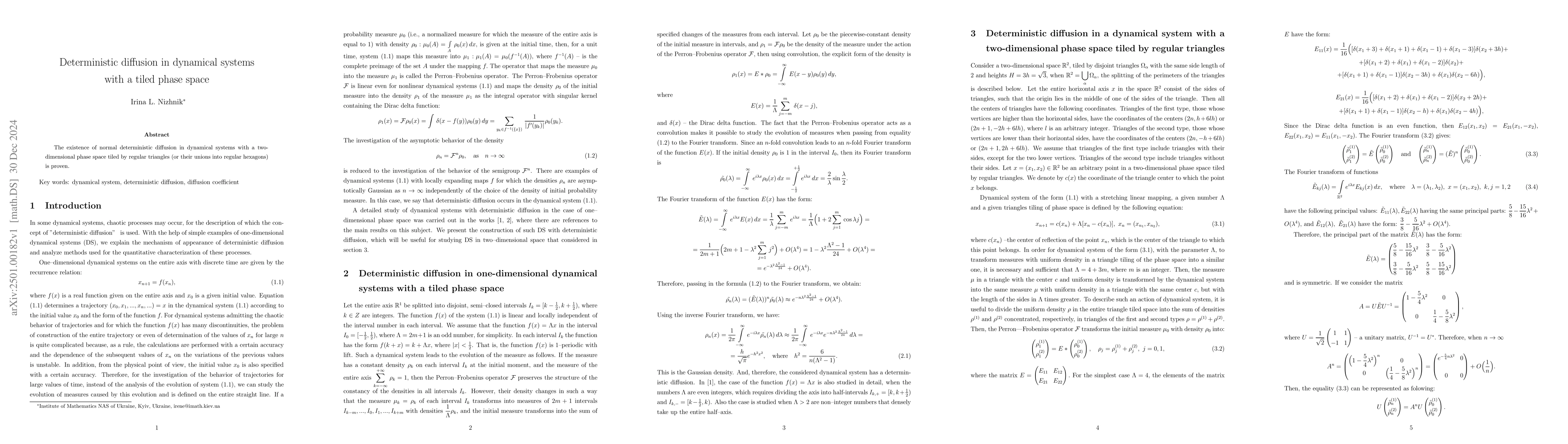 Thumbnail for Deterministic diffusion in dynamical systems with a tiled phase space